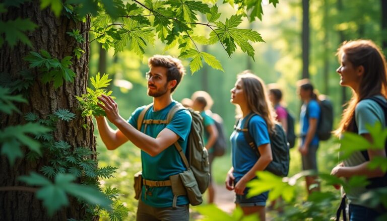 Les randonnées en forêt enseignent la reconnaissance des essences d&rsquo;arbres